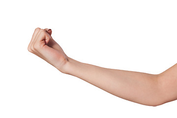 Image showing Female hand with a clenched fist isolated