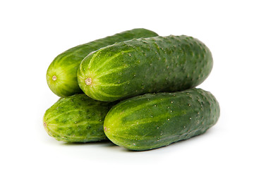 Image showing Five Fresh Cucumbers isolated on white