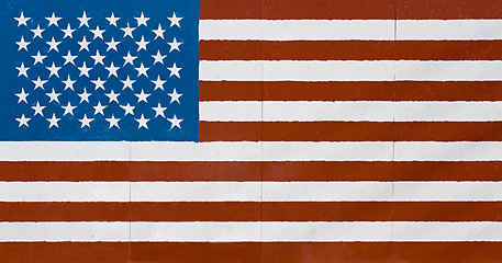 Image showing american flag on wall