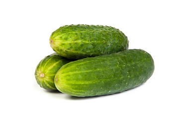 Image showing Five Fresh Cucumbers isolated on white