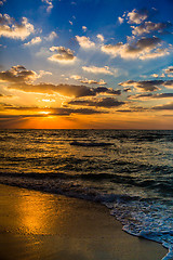 Image showing Dubai sea and beach, beautiful sunset at the beach