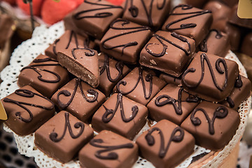 Image showing Many different chocolate candy closeup