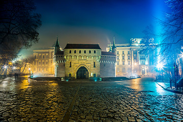 Image showing Poland, Krakow. Market Square at night.