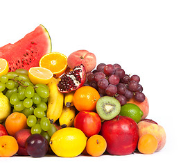 Image showing Huge group of fresh fruits isolated on a white