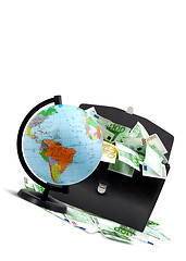 Image showing Globe, money and briefcase