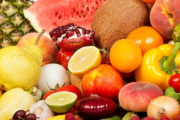 Image showing Huge group of fresh vegetables and fruits