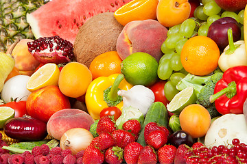 Image showing Huge group of fresh vegetables and fruits