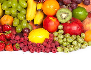 Image showing Huge group of fresh fruits isolated on a white background.