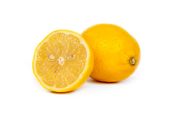 Image showing Fresh lemons on white background
