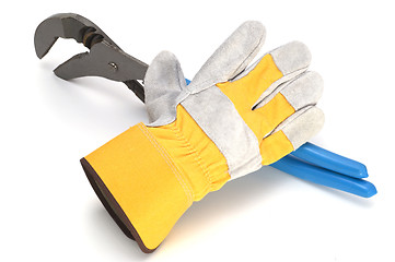 Image showing work glove and wrench