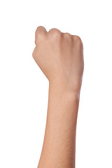 Image showing Female hand with a clenched fist isolated