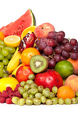 Image showing Huge group of fresh fruits isolated on a white background.