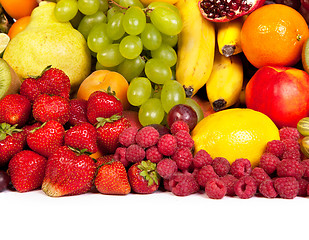 Image showing Huge group of fresh fruits isolated on a white background.