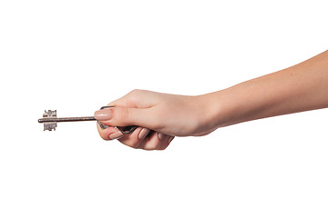 Image showing Female hand holding a key to the house