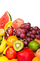 Image showing Huge group of fresh fruits isolated on a white