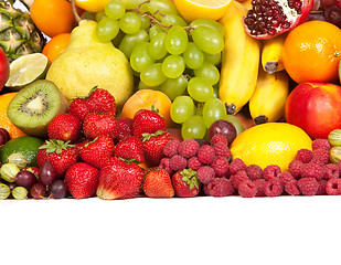 Image showing Huge group of fresh fruits isolated on a white background.