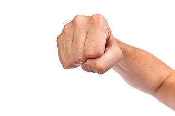 Image showing Males hand with a clenched fist isolated