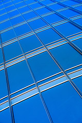 Image showing modern blue glass wall of skyscraper