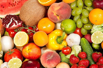 Image showing Huge group of fresh vegetables and fruits