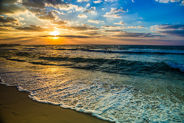 Image showing Dubai sea and beach, beautiful sunset at the beach