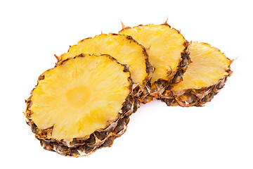 Image showing Pieces  of pineapples isolated on white