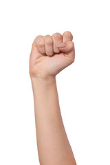 Image showing Female hand with a clenched fist isolated