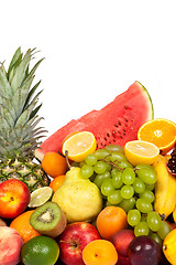 Image showing Huge group of fresh fruits isolated on a white