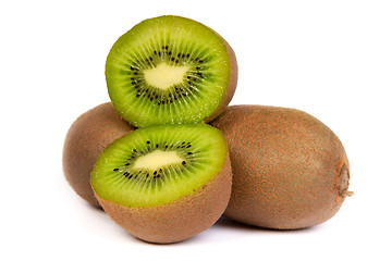 Image showing Kiwi cut in half isolated on white