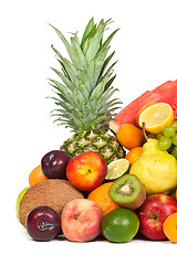 Image showing Huge group of fresh fruits isolated on a white