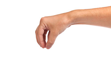 Image showing Male hand reaching for something on white