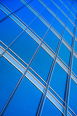 Image showing modern blue glass wall of skyscraper