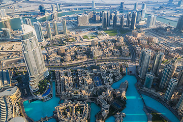 Image showing Dubai downtown. East, United Arab Emirates architecture. Aerial 