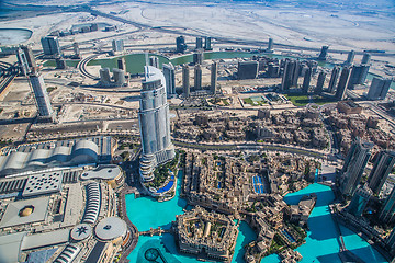 Image showing Dubai downtown. East, United Arab Emirates architecture. Aerial 