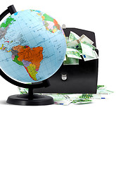 Image showing Globe, money and briefcase