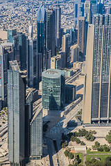 Image showing Dubai downtown. East, United Arab Emirates architecture. Aerial 