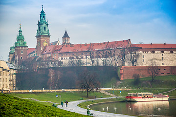 Image showing Wawel Castle and Wistula . Krakow Poland.