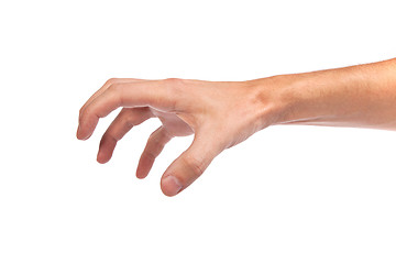 Image showing Male hand reaching for something on white