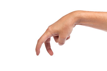 Image showing A male hand is showing the walking fingers isolated on white