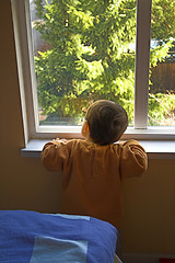 Image showing baby looking outside