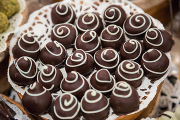 Image showing Many different chocolate candy closeup