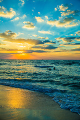 Image showing Dubai sea and beach, beautiful sunset at the beach