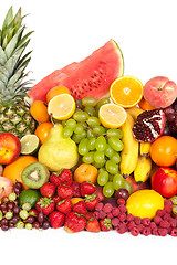 Image showing Huge group of fresh fruits isolated on a white background.