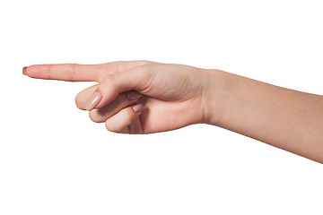 Image showing Female index finger on a white background