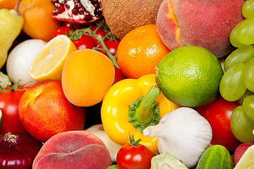 Image showing Huge group of fresh vegetables and fruits