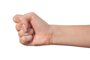 Image showing Female hand with a clenched fist isolated