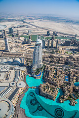 Image showing Dubai downtown. East, United Arab Emirates architecture. Aerial 