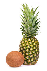 Image showing Single pineapple isolated on white