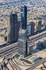 Image showing Dubai downtown. East, United Arab Emirates architecture. Aerial 