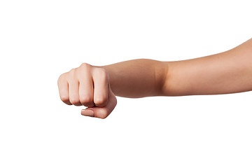 Image showing Female hand with a clenched fist isolated