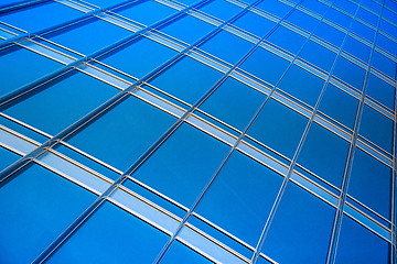 Image showing modern blue glass wall of skyscraper